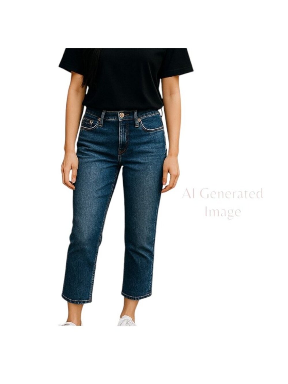 Liz Claiborne AXCESS Stretch Mid Rise Pockets Denim Crop Capri Blue Jeans Sz 4